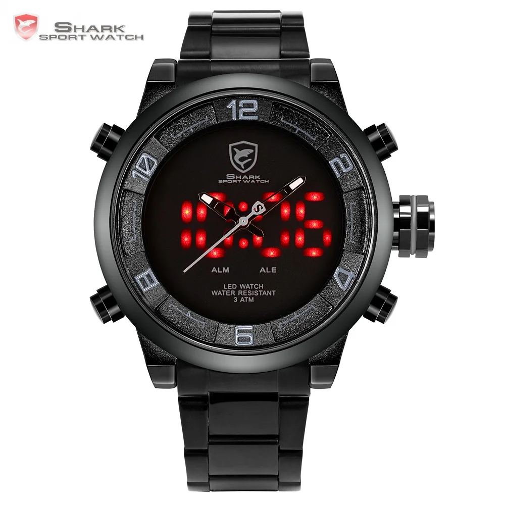 Gulper Shark Sport Watch Large Dial Black Outdoor Men LED Digital Wristwatches Waterproof Alarm Calendar Fashion Watches /SH364 Gulper Shark Sport Watch Large Dial Black Outdoor Men LED Digital Wristwatches Waterproof Alarm Calendar Fashion Watches /SH364