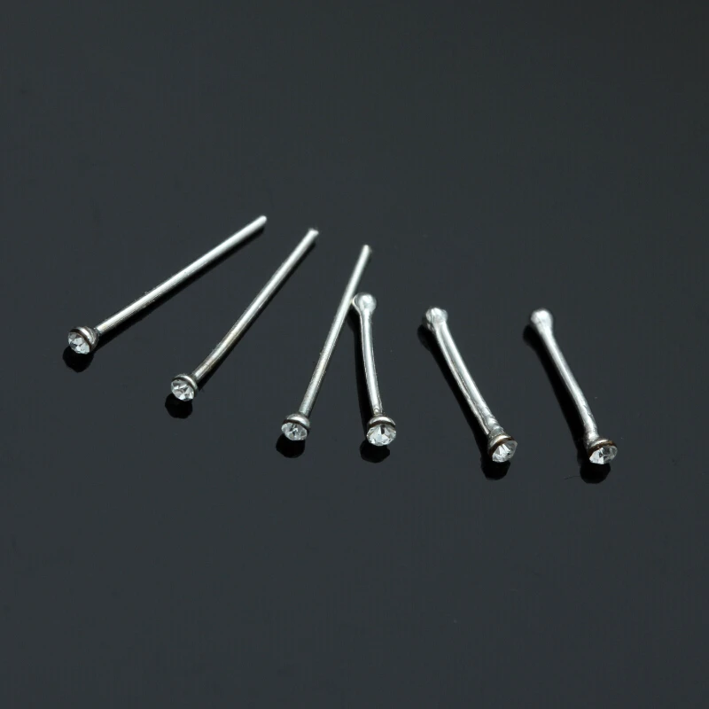 

925 Sterling silver clear crystal 1.2 mm nose stud 36pcs/set