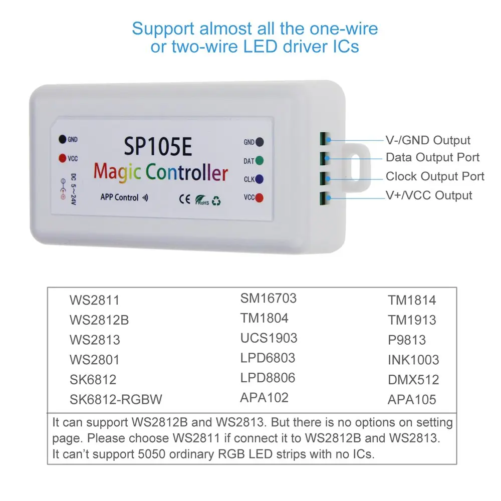 SP108E 107E 105E 110E светодиодный контроллер Wi-Fi Bluetooth музыкальный контроллер от смартфона приложение для WS2811 WS2812B WS2813 SK6812 полосы