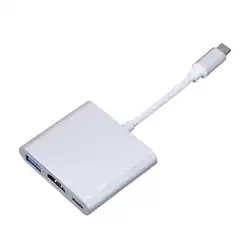 3 в 1 Тип c USB 3.1 USB-C 4 К HDMI адаптер 3in1 концентратора для Apple MacBook USB 3.1 Тип C HDMI Адаптер HUB VGA DVI конвертер