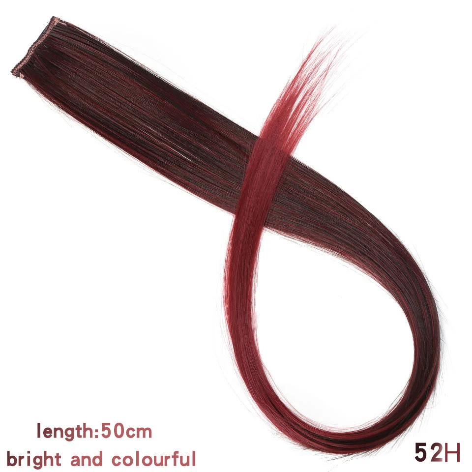 AOSIWIG, длинные прямые накладные волосы на заколках, для женщин и девочек, 1 шт., 1 шт., синтетические накладные волосы на заколках, Омбре, 19 цветов, 50 см - Цвет: 52H