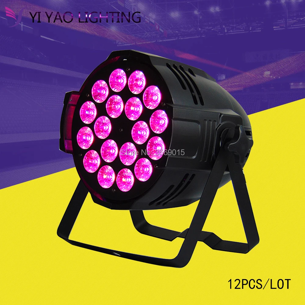 

12pcs/lot Aleacion aluminio Par Lights 18X12W RGBW Stage DJ Lighting LED DMX Sound Activated Modes for Party Wedding Church