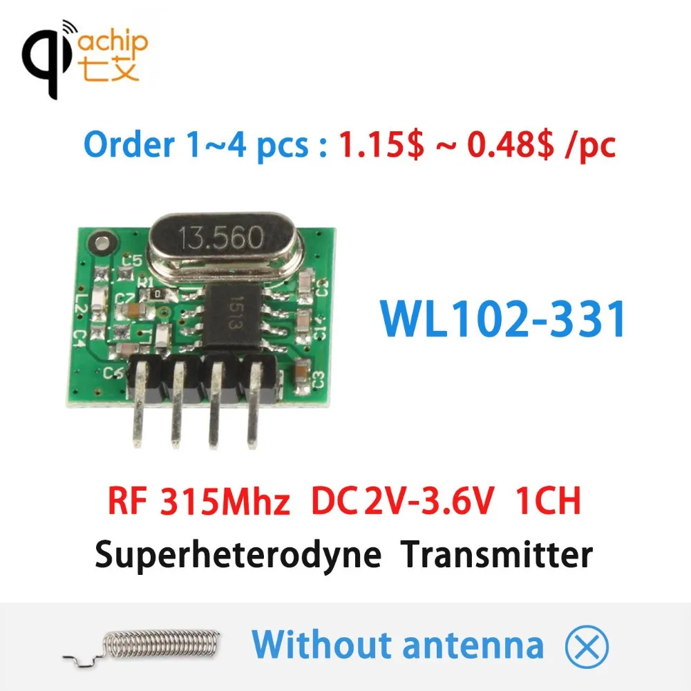 QIACHIP 315 мгц радиочастотный передатчик Супергетеродинный ASK/OOK модуль DC 1CH для MCU