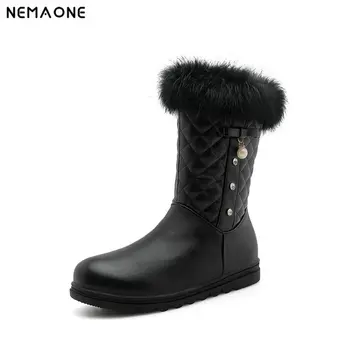 

NemaoNe New Winter Children's Boots Warm Woolen Girls Snow Boots with bowties Fashion Waterproof Girls Boots Size 28-40