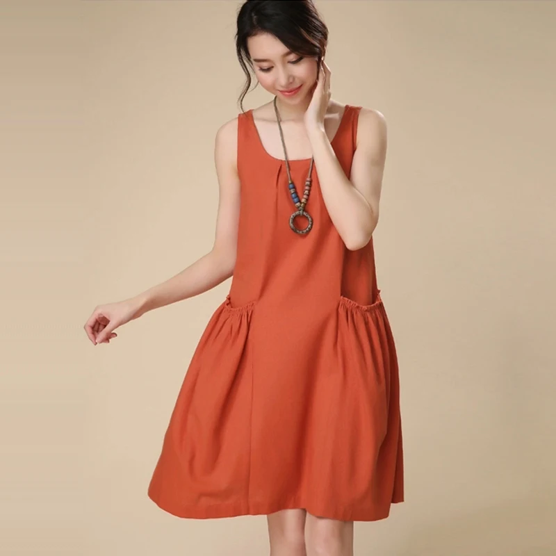 orange linen dress