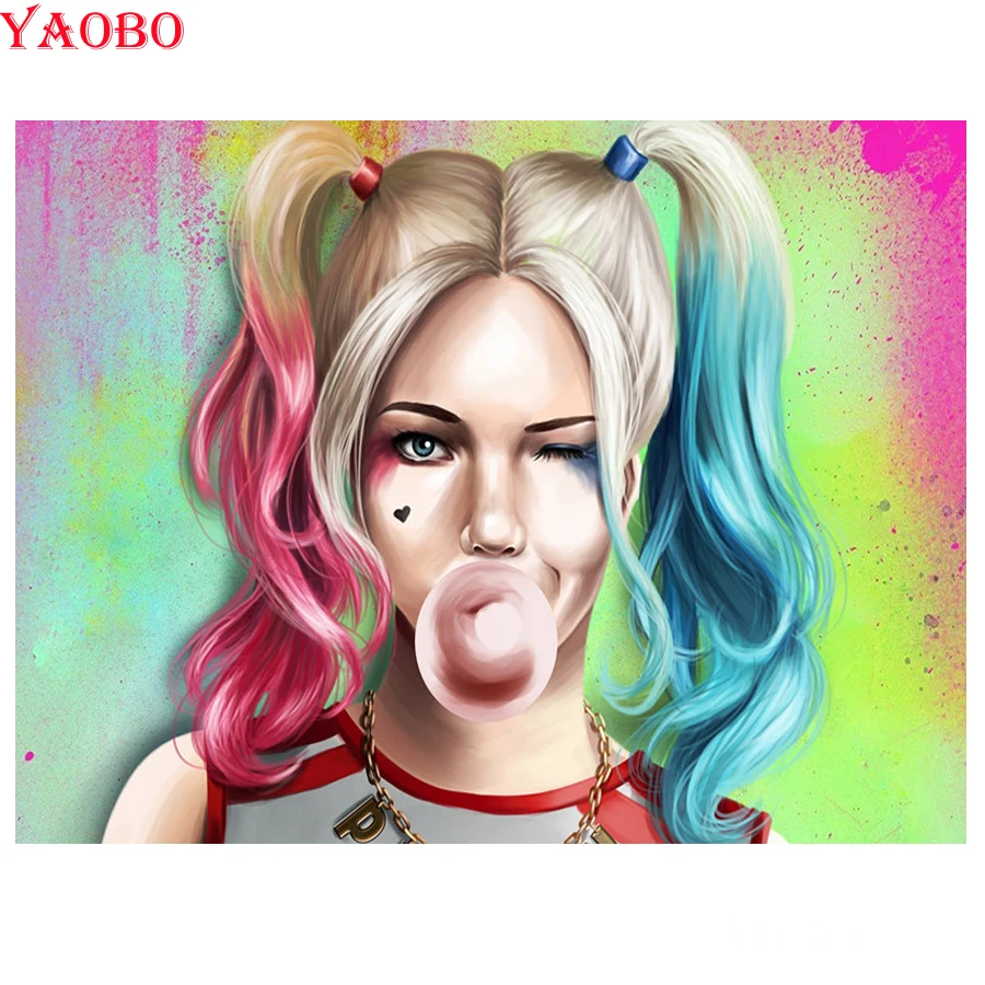 

5D Needlework Diy Diamond Painting Harley Quinn Cross Stitch Diamond Embroidery Square Full Rhinestone Mosaic Diamond Round