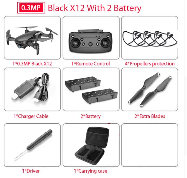 X12 X12S WiFi FPV RC Дрон с 0.3MP/1080 P/4 K HD Двойная камера оптический поток RC Квадрокоптер для игрушек Детский Дрон vs SG106 Visuo xs816 - Цвет: 0.3MP 2B with bag