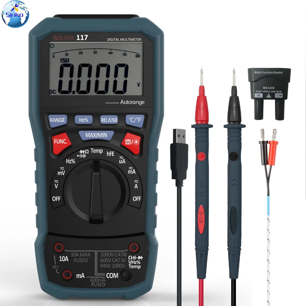 

BOLYFA Professional Digital Multimeter AC/DC Voltage Tester True RMS Multimetro USB Interface PC Software CD and Data Output Fun