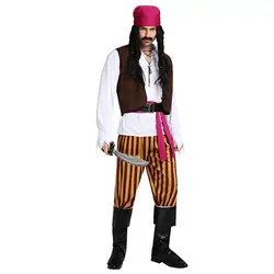 Взрослых Для мужчин капитан Пираты Карибского моря Джек Воробей Косплэй костюм праздник Необычные мяч вечерние для празднования