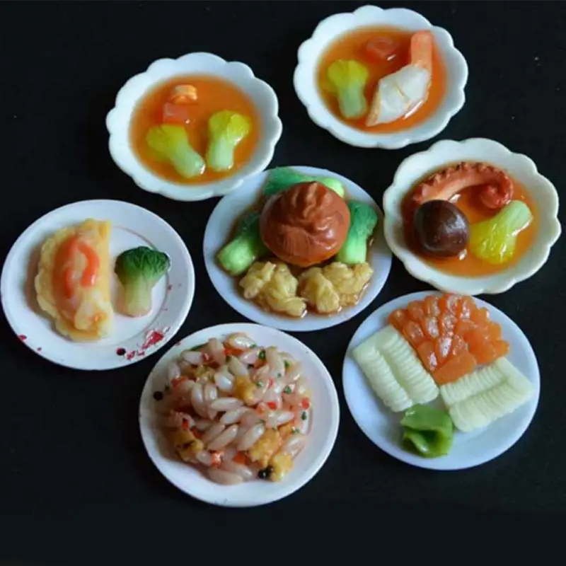 

33Pcs Miniature Tableware Plastic Plate Dishes Set Mini Food the goods for kitchen