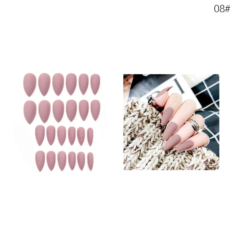 Длинные акриловые накладные ногти ELECOOL, 24 шт., 10 чистых цветов, накладные ногти, гель для наращивания ногтей, искусственные аксессуары для дизайна ногтей - Цвет: 08 F97