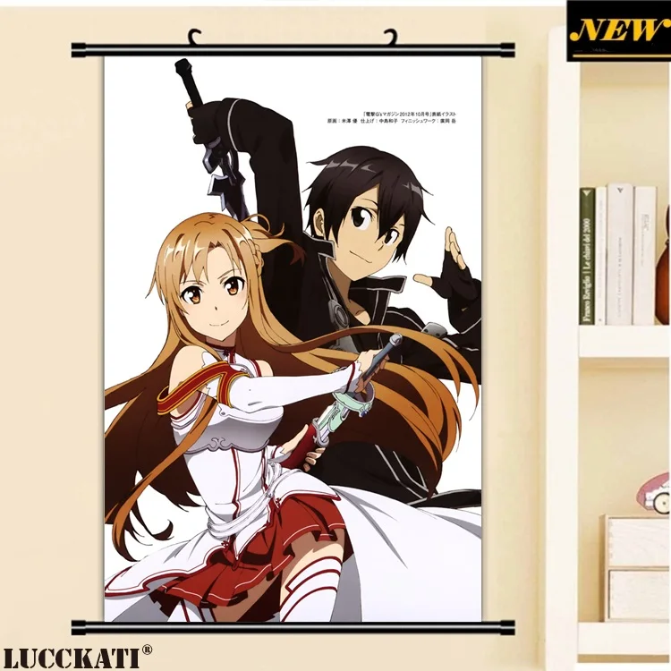 40X60 см Sword Art онлайн Sao Asuna Kazuto kirito, мультяшное художественное искусство, Настенная картина, прокрутка, холст, живопись, плакат - Цвет: L