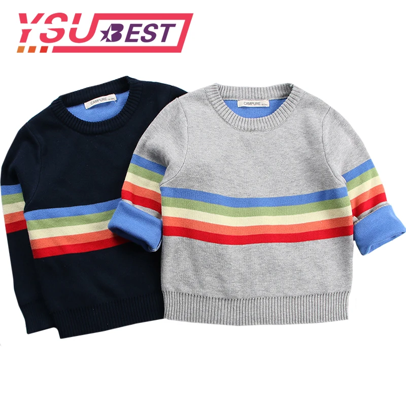 

Boys Winter Pullover Boys Cotton Sweaters Kids O-Neck Baby Girl Sweater Winter Clothes Children rainbow Printed Casual Outerwear