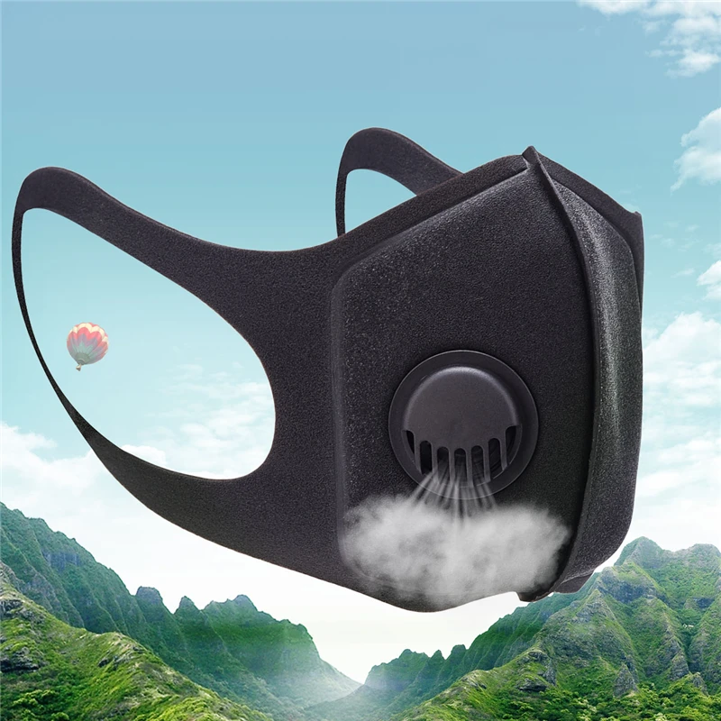 Складная маска для лица пыле унисекс черный рот маска PM2.5 фильтр респиратор клапан лицо крышка Анти-загрязнения для верховой езды спортивные маски