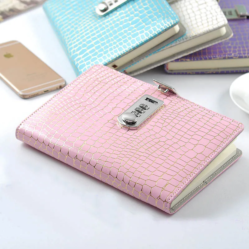 

New Leather notebook with Lock code Personal Diary Business thick Notepad 100 sheets paper office school supplies gift