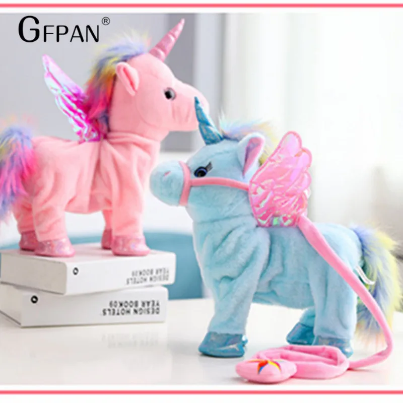 1pc 35cm Walking Unicorn Plush Toy Stuffed Animal Toy Electronic Music Unicorn Toys for Children Funny Christmas Gifts