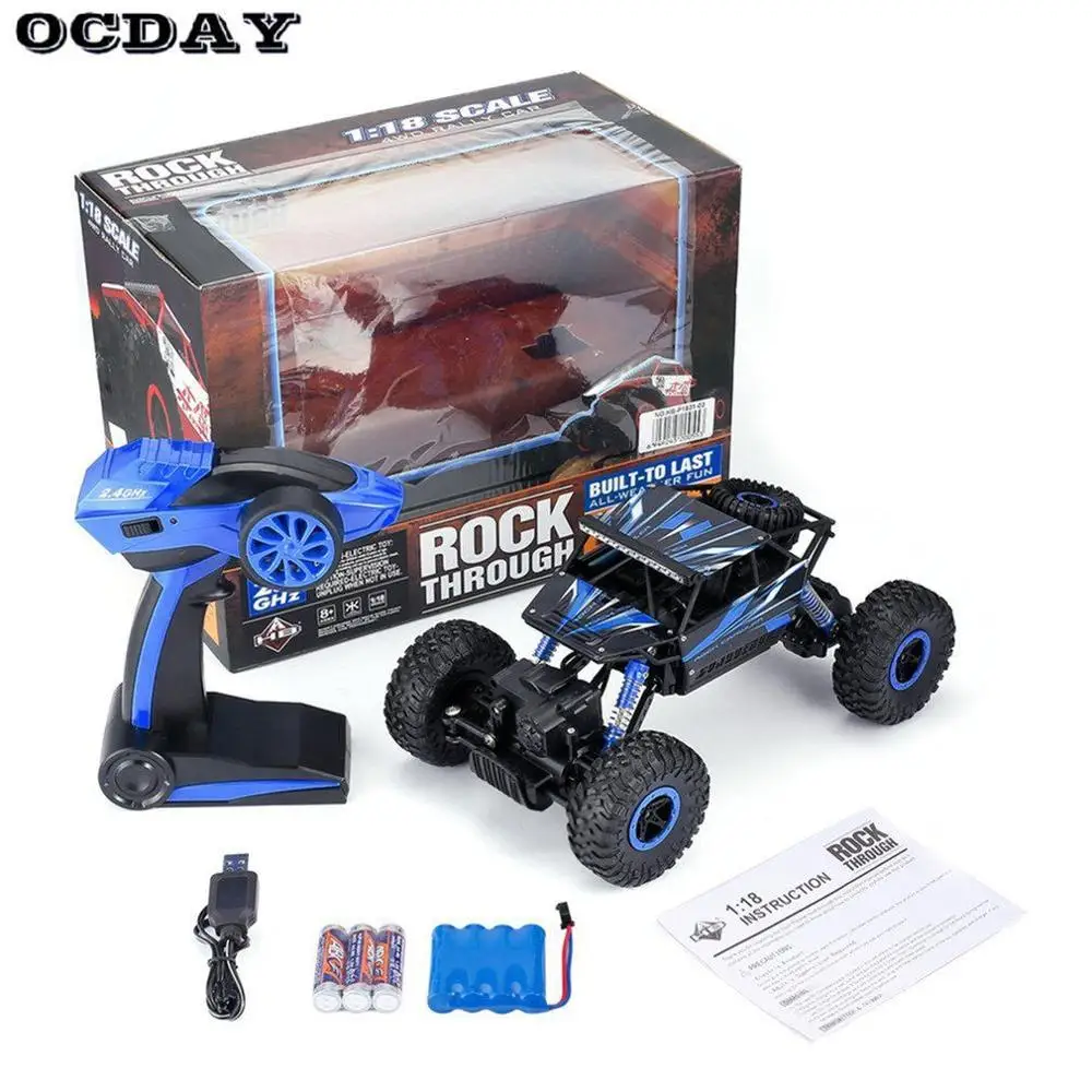 OCDAY 2,4 GHz RC автомобиль 4WD Рок Гусеничный ралли скалолазание автомобиль 4x4 двойные двигатели Bigfoot автомобиль пульт дистанционного управления модель внедорожника игрушки - Цвет: Blue