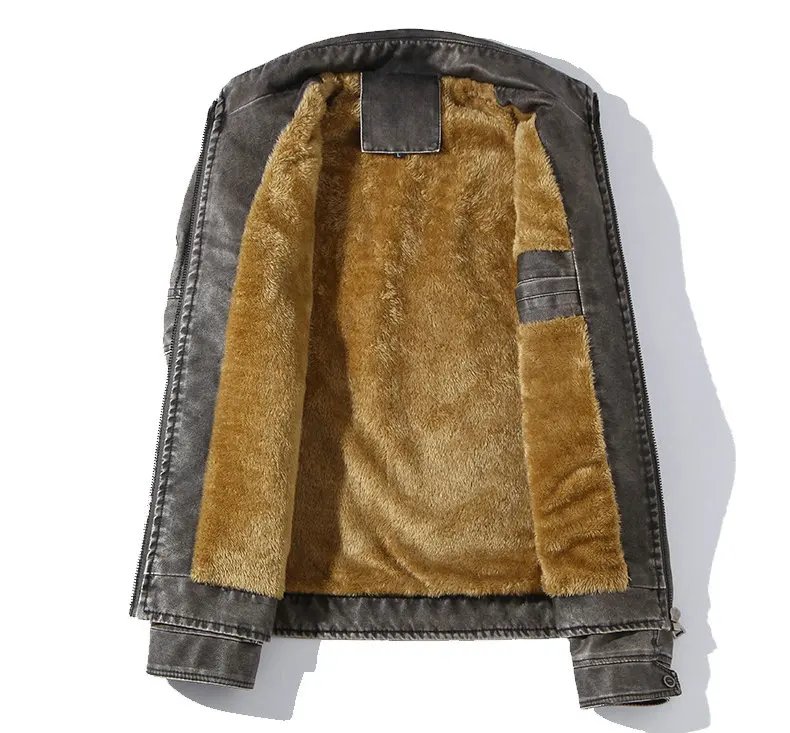 Новинка, осенне-зимняя мужская кожаная куртка, пальто, Толстая Теплая Флисовая Высококачественная мотоциклетная куртка из искусственной кожи