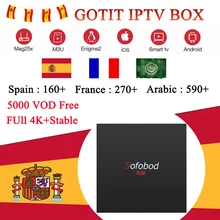 Sofobod Android ТВ коробка для iptv подписки 5000 бесплатно live Французский Испанский Арабский ТВ лучшая приставка полный 1080P m3u enigma2