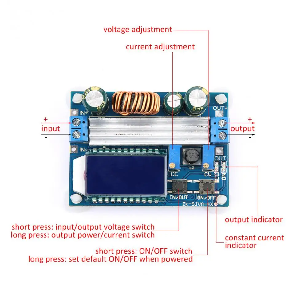 DC-DC, автоматический повышающий/понижающий преобразователь/понижающий стабилизатор напряжения, цифровой ЖК-дисплей, понижающий мощность, модуль 0,2-3 A, регулируемый