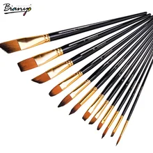 Bianyo 12 шт. кисти для живописи маслом нейлоновые волосы длинный полюс разного размера профессиональный художественный масляной краской набор кистей с холщовой сумкой