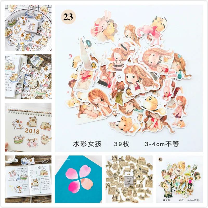 

11.11 sale kawaii Memo pad Cartoon Watercolor girl pattern Diary stickers planner office decor school supplies stationery