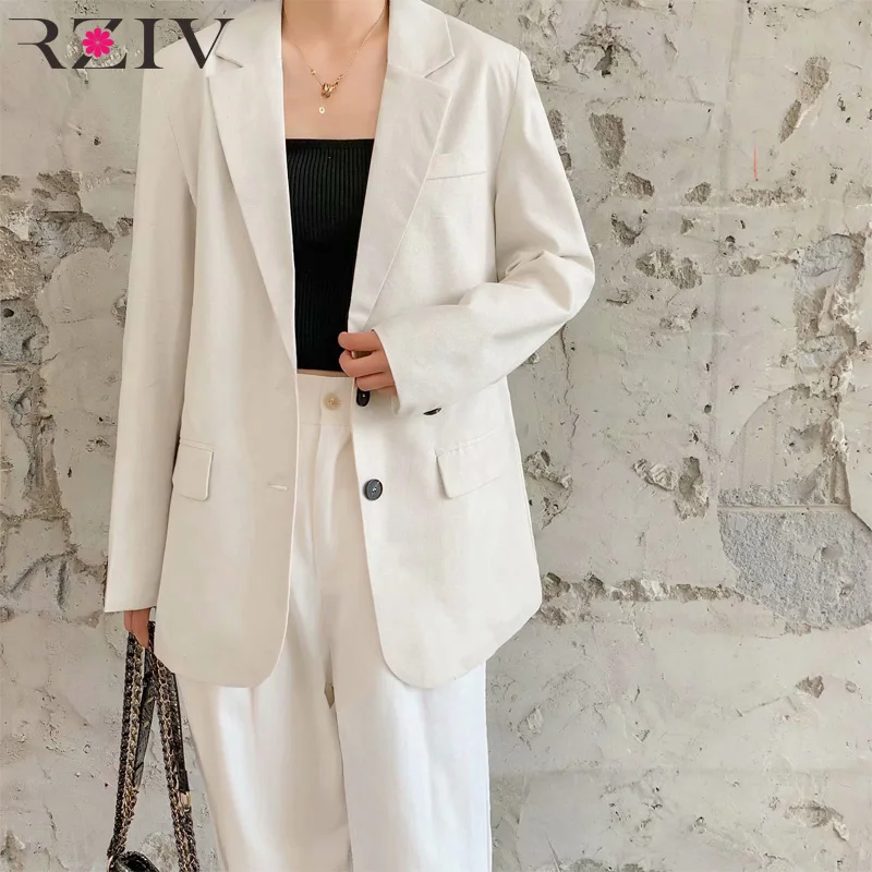 

RZIV 2019 Autumn blazer women's coat casual solid color single-breasted blazer oversized