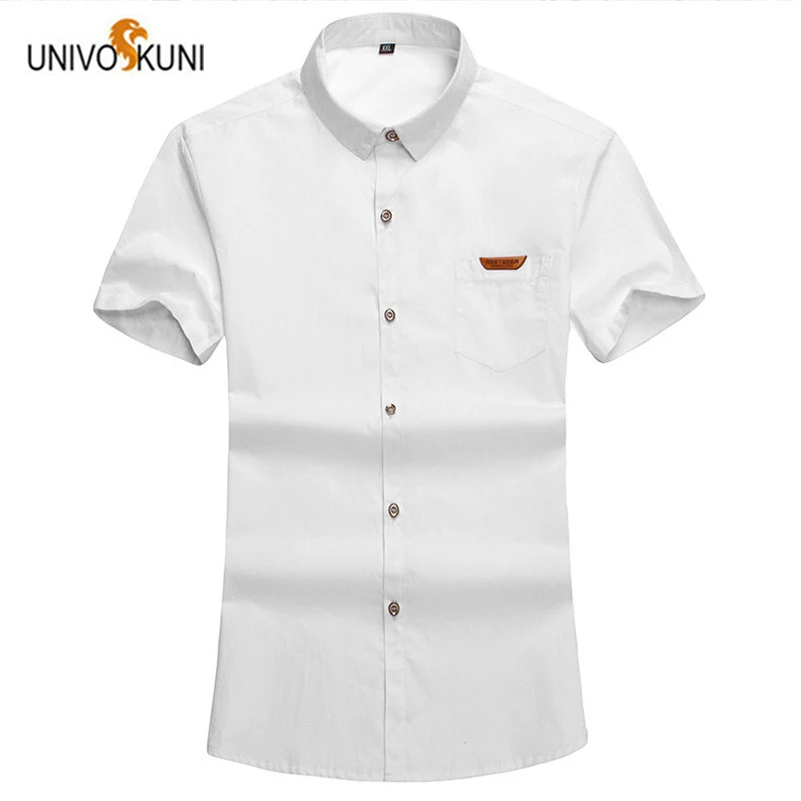 UNIVOS KUNI 2018 новые летние модные корейские однотонные мужские Рубашки приталенные
