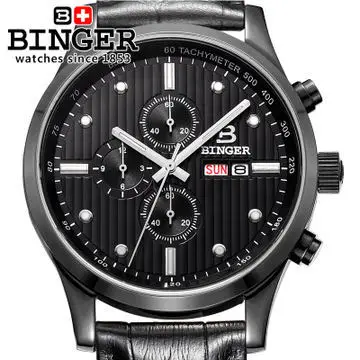 Binger New 100M Waterproof Quartz watches Men Sports wristwatch Dual Time Hours Army Military Quartz Stop
