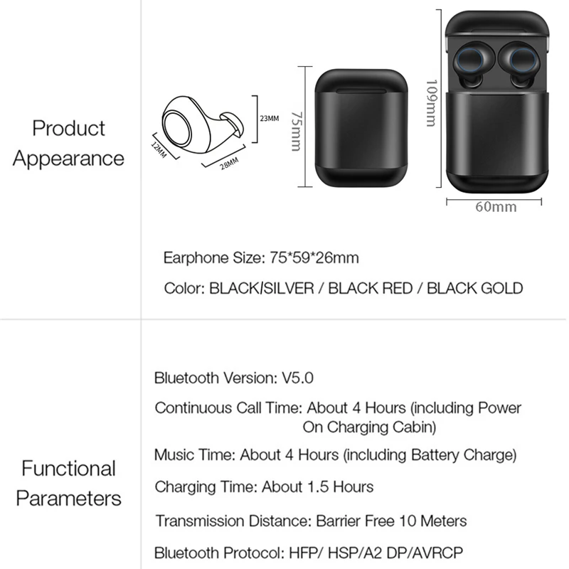 Беспроводные наушники M & J TWS V5.0 Bluetooth гарнитура с глубокими басами стерео звук