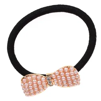 

1PC Women Headband Elastic Rubber Band Pearl Rhinestone Bow Hair Ring Hair Rope Headdress Flowers Hair Accessories Tie Gum