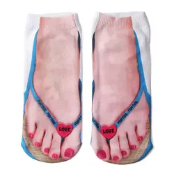 Несколько Цвета 3D носки с принтом Для мужчин Для женщин смешно шлепанцы укороченные носки-башмачки унисекс Повседневные носки с рисунками