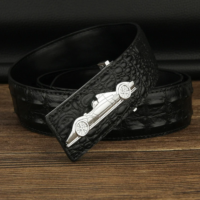 Buy Racing car buckle classic black wide belt high