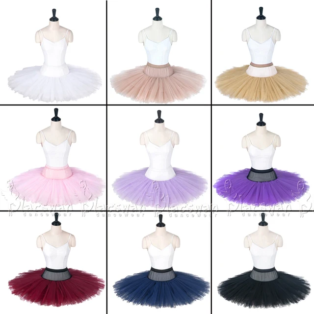 8 Layer Stiff Tulle Pancake Ballet Tutu Skirts Adjustable Adult Practice Platter Pleated Firm