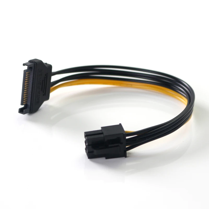 ULT-Best 20CM SATA Mining Riser Power Cable Serial ATA 15pin to 6 Pin PCI-E PCIE Express Graphics Converter Adapter Cables