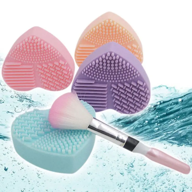 

New Colorful Heart Shape Clean Make up Brushes Wash Brush Silica Glove Scrubber Board Cosmetic Cleaning Tools for makeup brushes