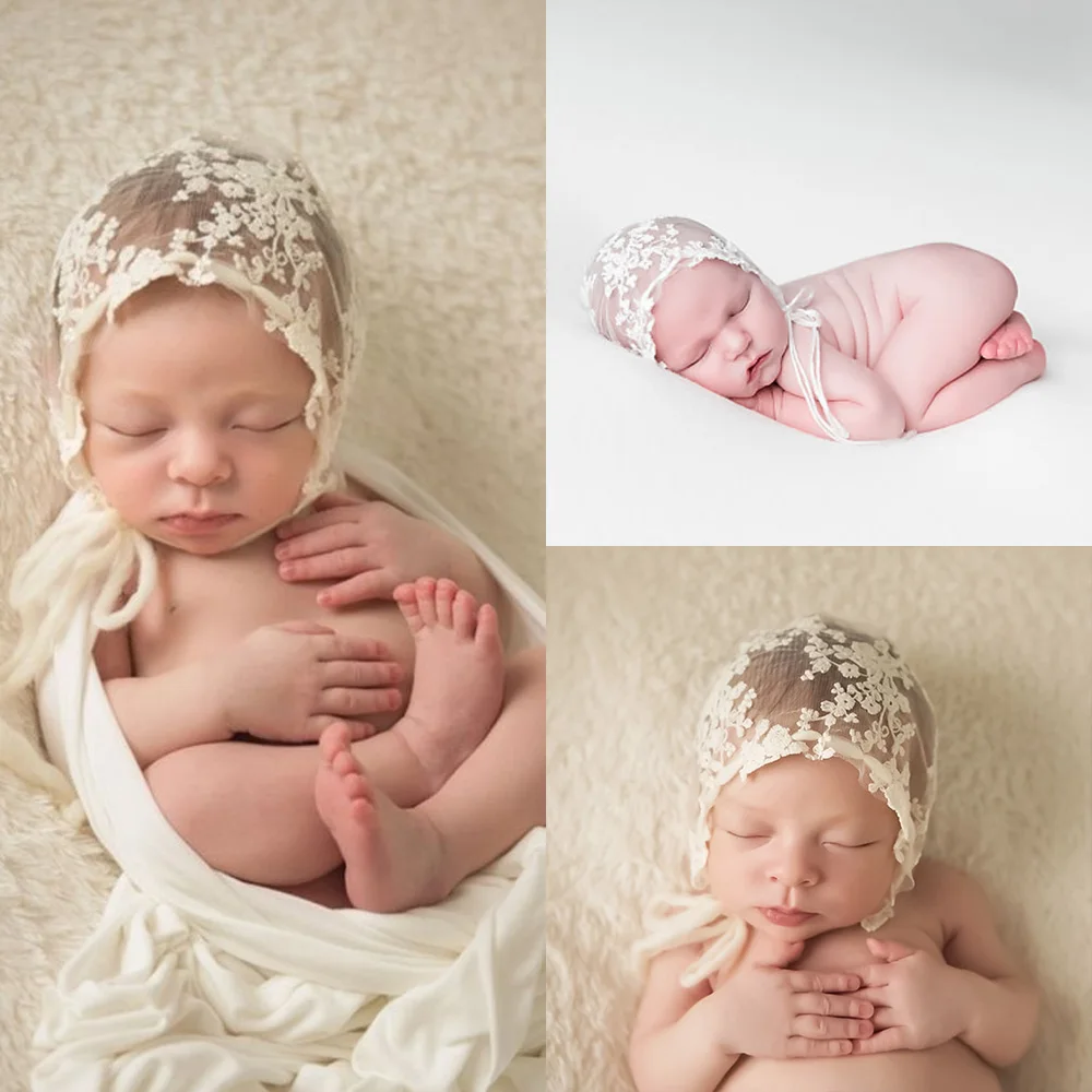 Baby Hat Cap Newborn Girls Cotton Lace Jacquard Weave Strap Hat Lovely