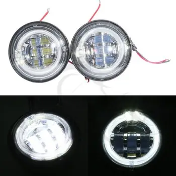 

4.5" LED Auxiliary Spot Fog Passing Light Angel Eyes DRL For Harley Electra FLHT