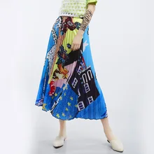 ARANSUE юбка Лето faldas mujer Новая модная уличная одежда Женская A-плиссированная юбка с принтом с высокой талией 1076