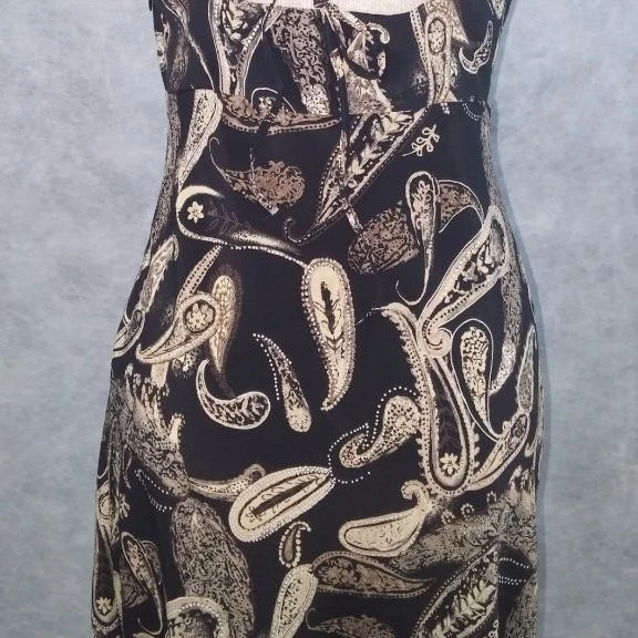 Express dress size 7/8 black brown paisley print spaghetti strap 100% polyester (3)