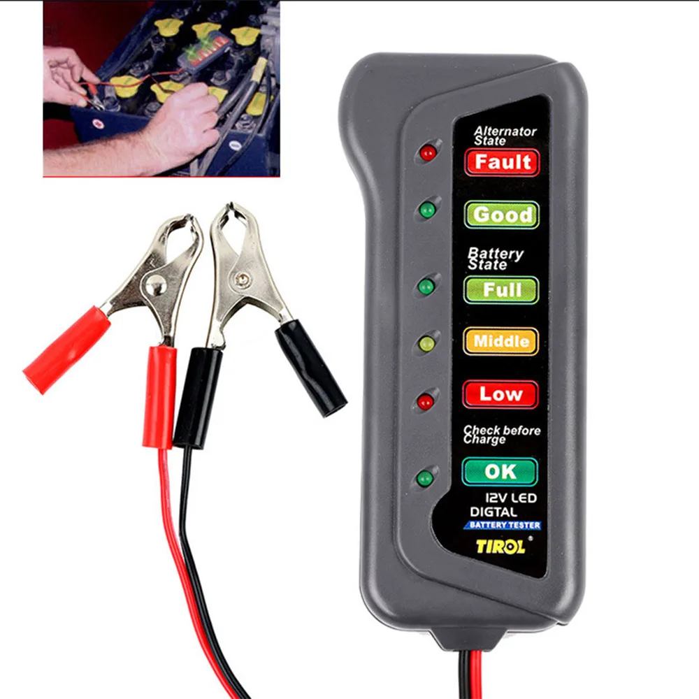 

6 LED Motorcycle 12 V Volt Auto Measure Analyzer Tool For BST100 Alternator Automotive Battery Checker