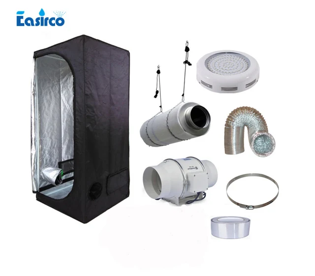 Complete indoor grow tent kits with 50W LED grow light and ventilation