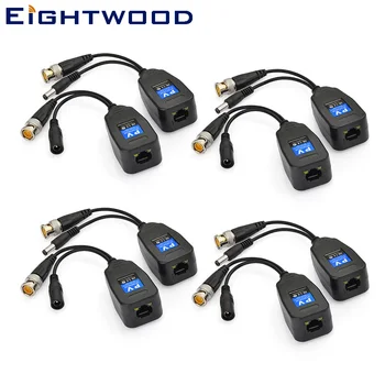 

Eightwood 4 Pairs CCTV Coax Video Power Balun (HD-SVI/HD-TVI) Transceiver BNC and DC Connector to CAT5e 6 RJ45 RF Connector