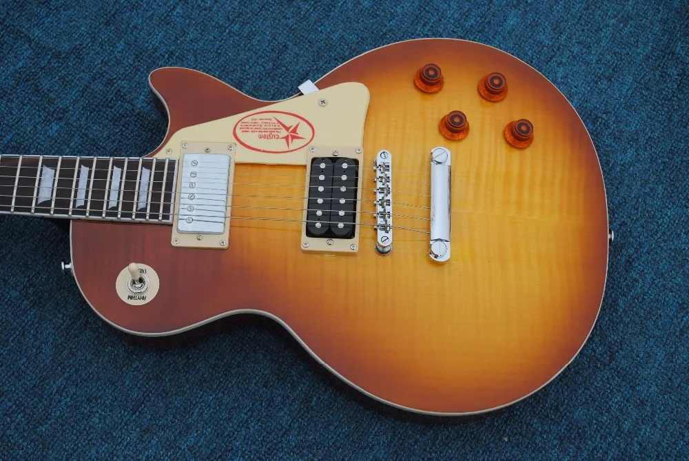 

human best sellng Hot sell Standard custom customized sunrise flamed flame electric guitar,Free shipping