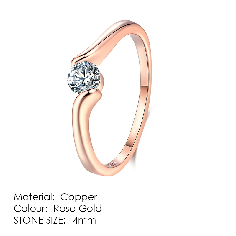 Обручальные/Свадебные кольца на палец для женщин AAA+ кубический цирконий Цвет Розовое золото модные украшения для женщин девочек R014 - Цвет основного камня: R239