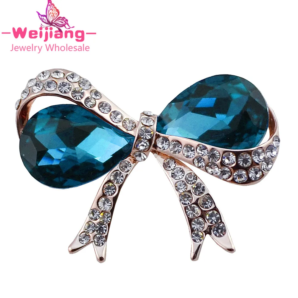 N357 bow crystal fashion wedding brooches women elegant broochesin