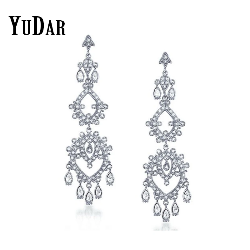 YUDAR Vintage luxury Teardrops Long Dangle Drop Earring Fashion Bridal Earrings Jewelry Gifts For Ladies Woman Brides DAE-0023 | Украшения