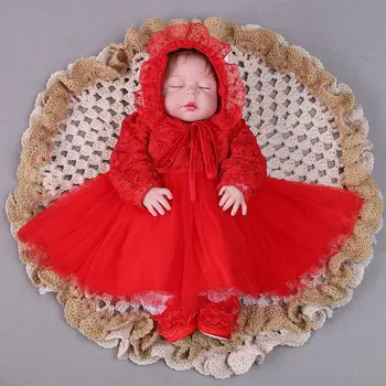 

Infantil Baby Girl Spring Autumn Baptism Wedding Party Dress Set Cap+Dress 2Pcs Kids Cute 100% Cotton Kids Outfits Girls Clothes