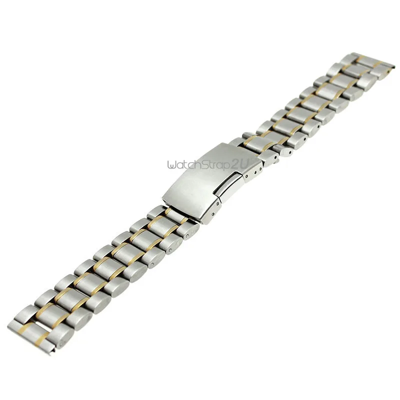 

Two Tone Solid Link Stainless Steel Watch Band Bracelet Straight End