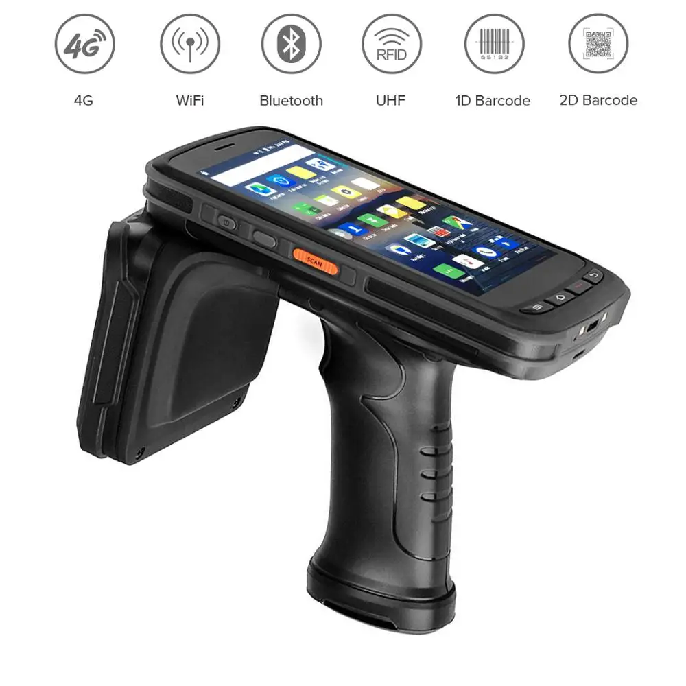  High Performance Android 6.0 Mobile Computer 5.2 Inch UHF RFID Long Range Reading Distance Reader W